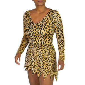 Vintage Parklane Bodysuit Costume Animal Print Catwoman Cavewoman Cosplay Small